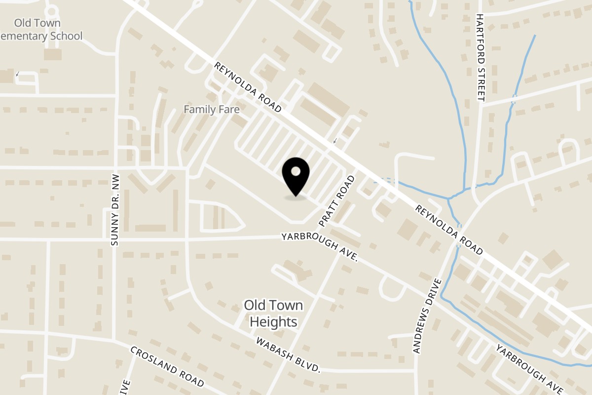 Map showing the location of El Camino Real Mexican Restaurant Winston-Salem on 3800 Reynolda Rd in Winston-Salem